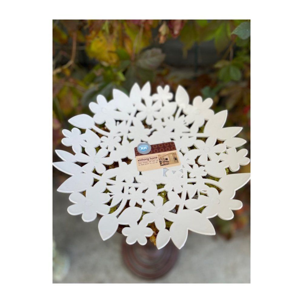 Xinghong Home Plastic Floral Lasercut Decorative Bowl Platter Tray Centerpiece